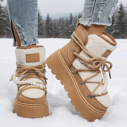 Aria | Women’s Plush Lace-Up Winter Platform Boots