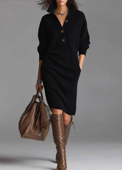 Valeria | Buttoned Knit Sweater Dress
