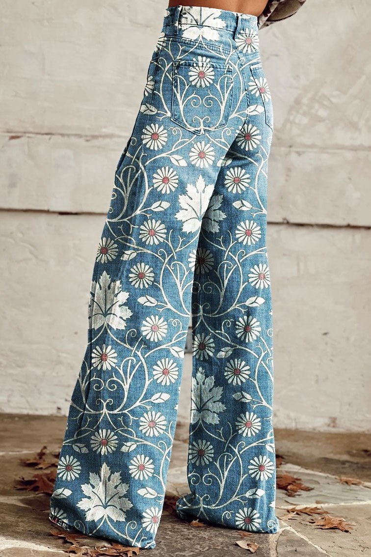 ISABELLE | Elegantes pantalones bohemios con estampado floral