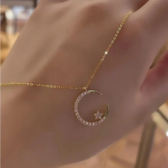 💕50% de descuento💕Noche Brillante: Collar Luna y Estrella🌙