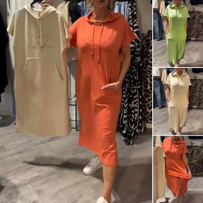 💥🔥👗[S-5XL]2025 Nuevo estilo de verano Vestido tipo sudadera holgado, cómodo y transpirable de talla grande 