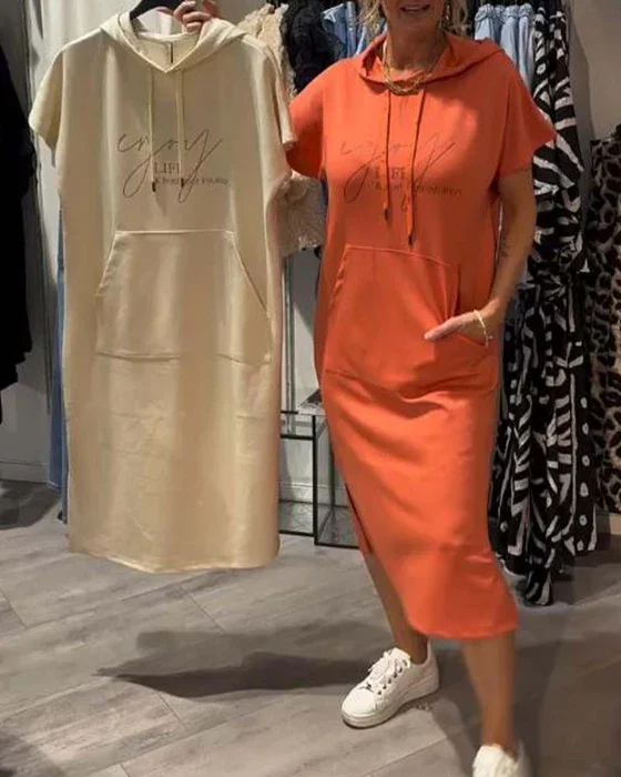 💥🔥👗[S-5XL]2025 Nuevo estilo de verano Vestido tipo sudadera holgado, cómodo y transpirable de talla grande 