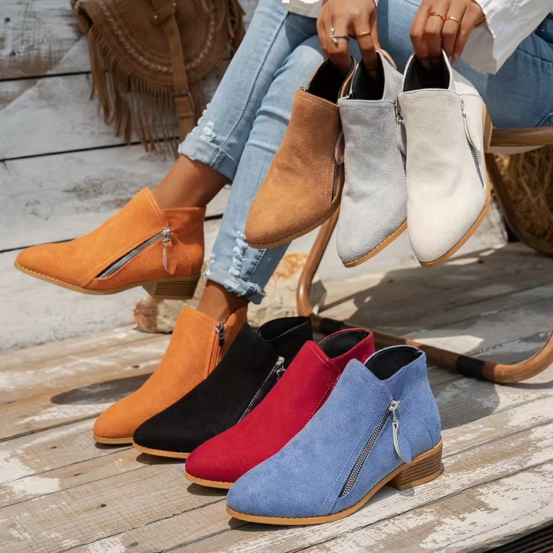 Soleva | Botines de Tacón Bloque con Cremallera Lateral