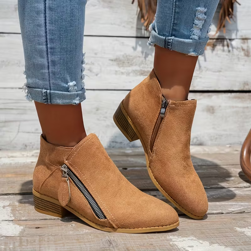 Soleva | Botines de Tacón Bloque con Cremallera Lateral