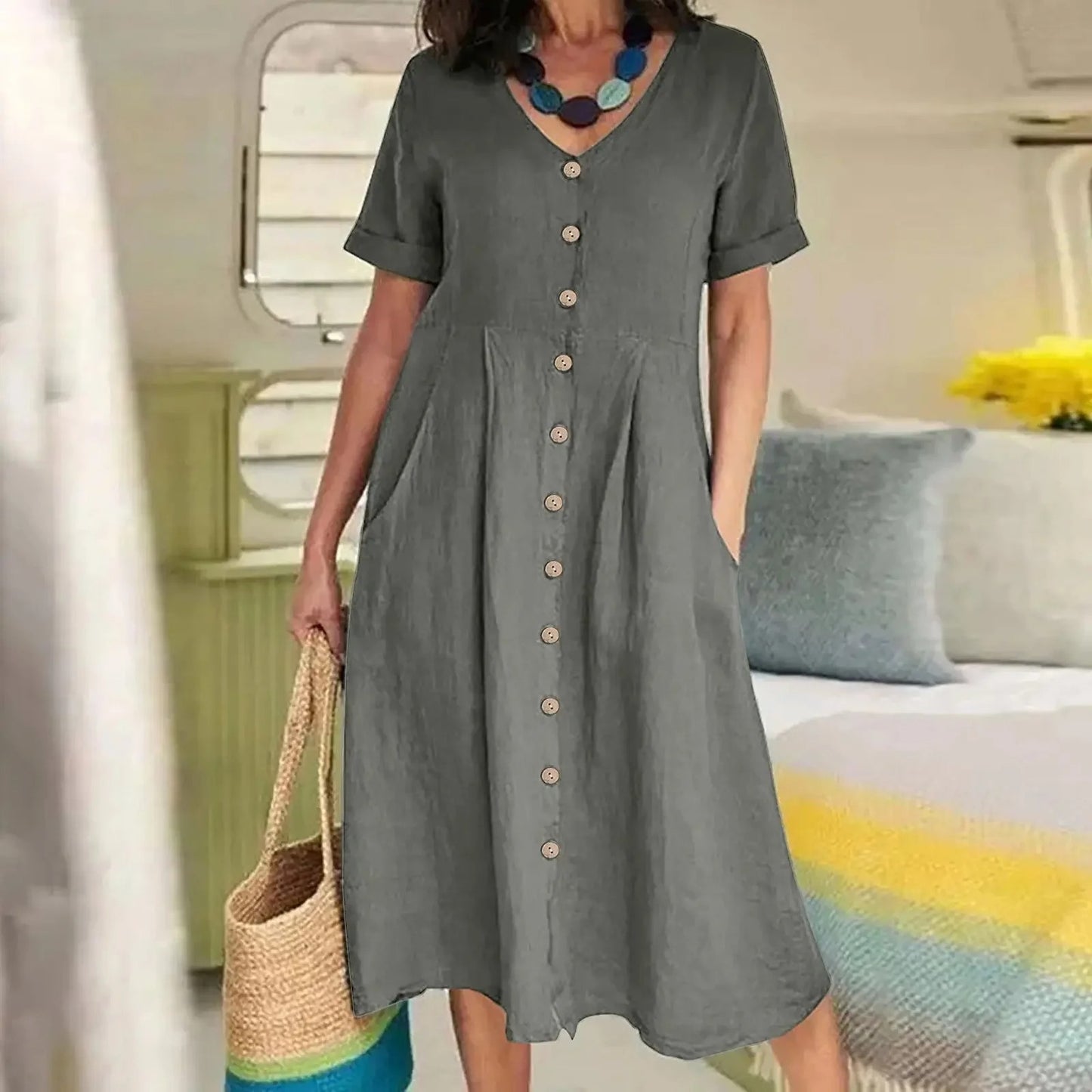 Linen Luxe Pocket Dress