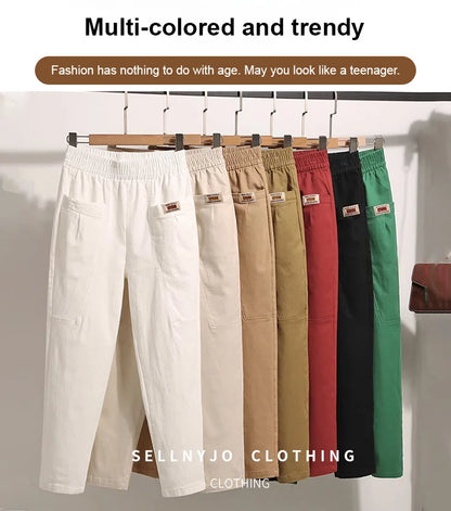 Elastic Cotton Waist Pants for Women