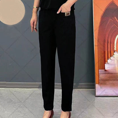 Elastic Cotton Waist Pants for Women