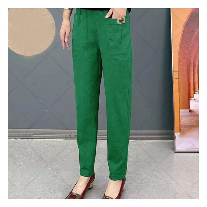 Elastic Cotton Waist Pants for Women