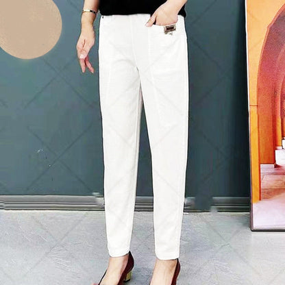 Elastic Cotton Waist Pants for Women