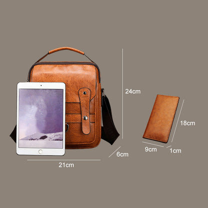 Bolso bandolera de piel sintética de moda para hombre con cartera