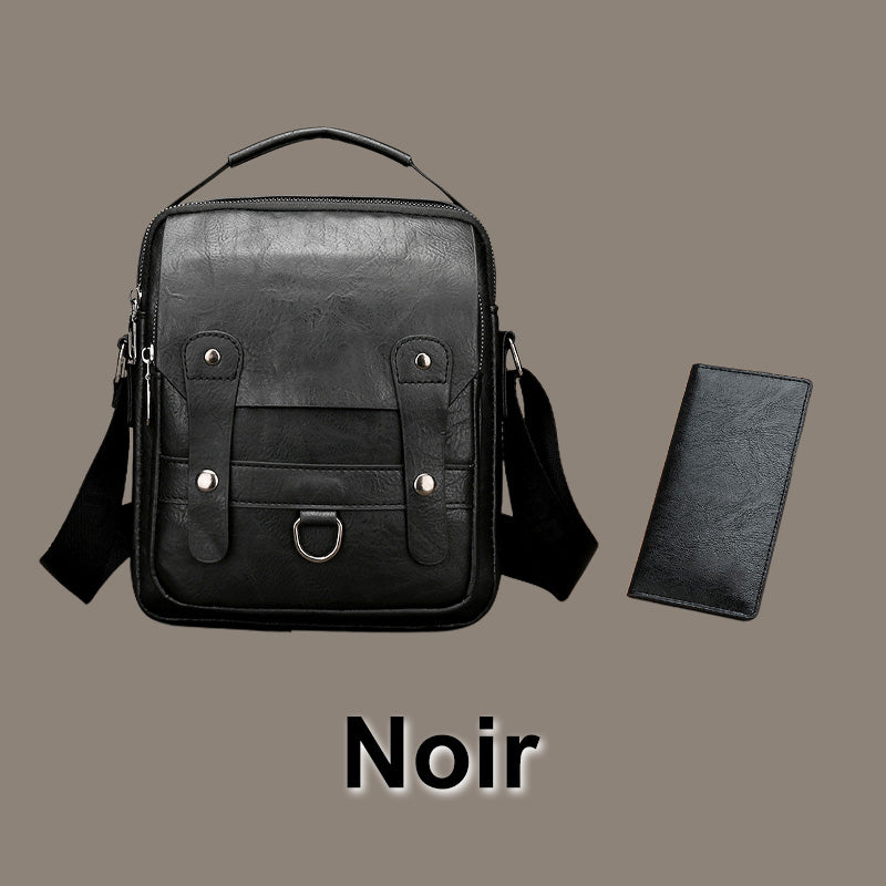 Bolso bandolera de piel sintética de moda para hombre con cartera