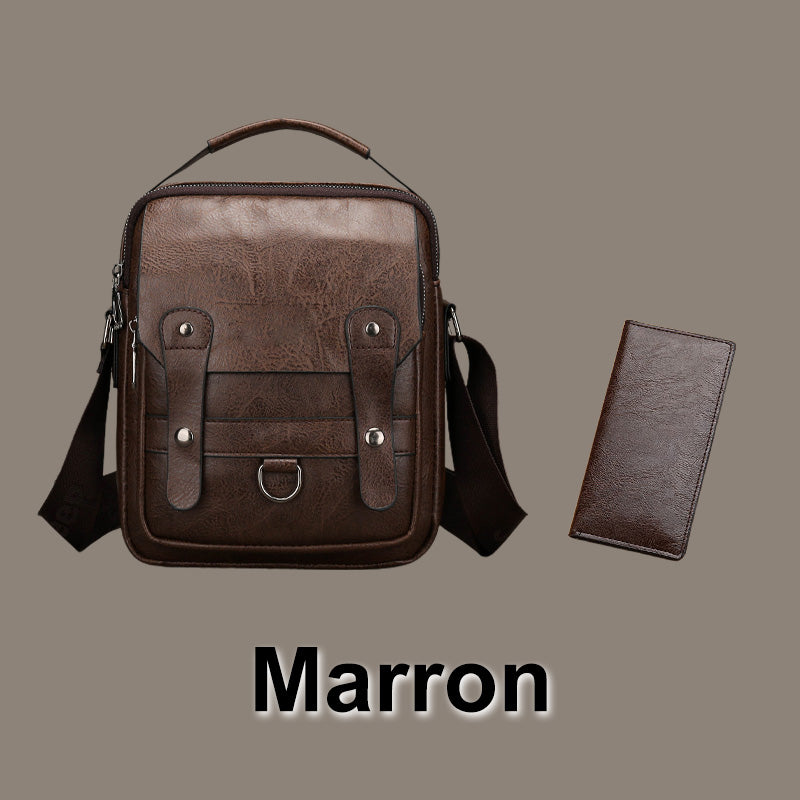 Bolso bandolera de piel sintética de moda para hombre con cartera