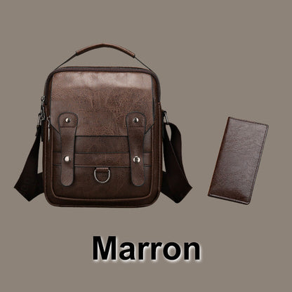 Bolso bandolera de piel sintética de moda para hombre con cartera