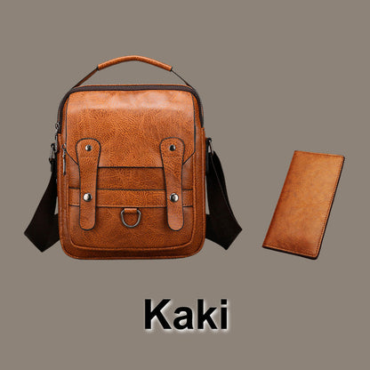 Bolso bandolera de piel sintética de moda para hombre con cartera