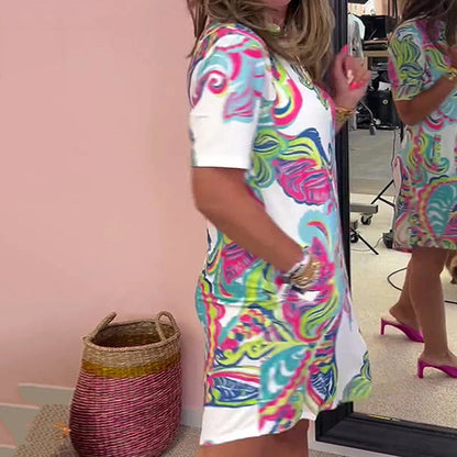 Vestido de mujer con estampado floral y escote en V