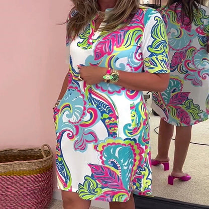 Vestido de mujer con estampado floral y escote en V