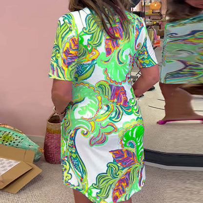 Vestido de mujer con estampado floral y escote en V