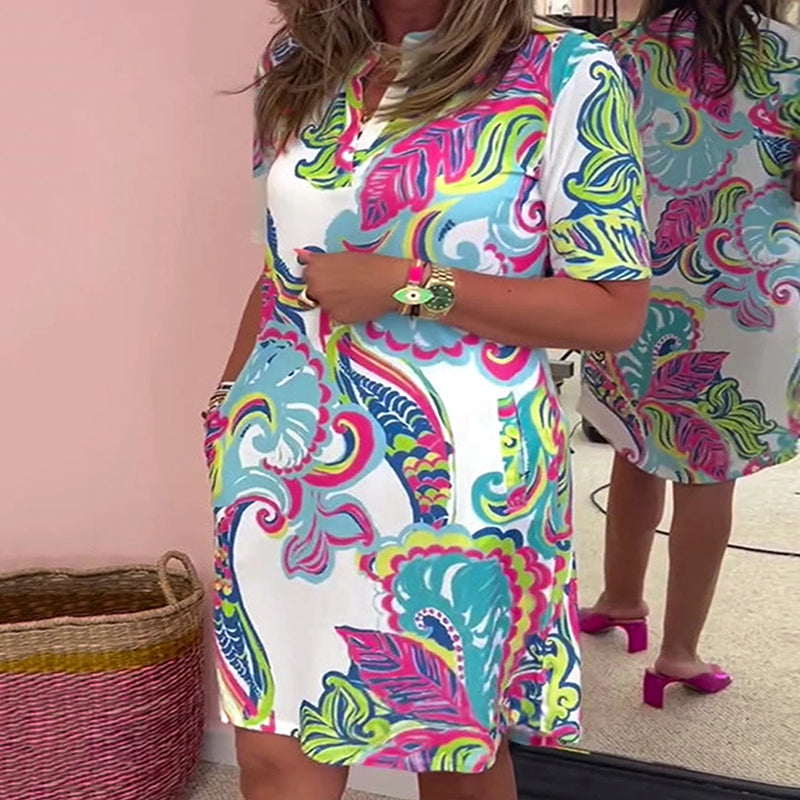 Vestido de mujer con estampado floral y escote en V