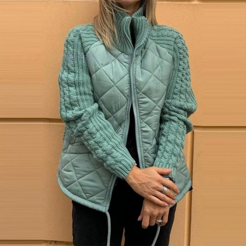 Chaqueta acolchada de punto con patchwork para mujer (envío gratis)