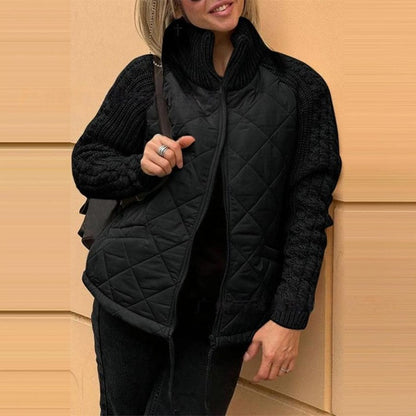 Chaqueta acolchada de punto con patchwork para mujer (envío gratis)