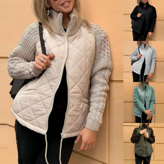 Chaqueta acolchada de punto con patchwork para mujer (envío gratis)