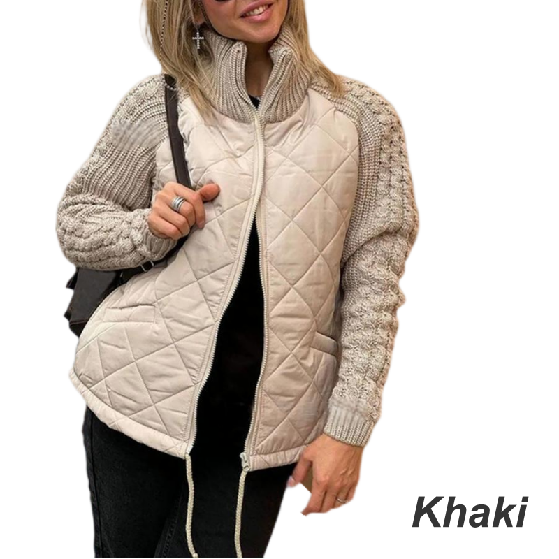 Chaqueta acolchada de punto con patchwork para mujer (envío gratis)