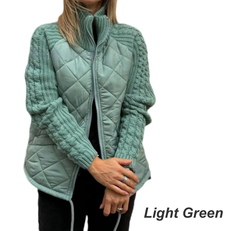 Chaqueta acolchada de punto con patchwork para mujer (envío gratis)
