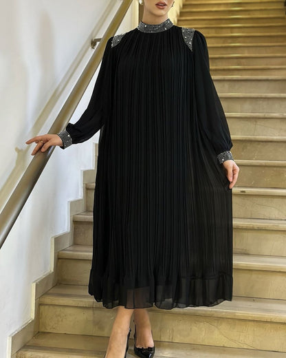 🌹Pleated Maxi Dress with Sparkling Crystals