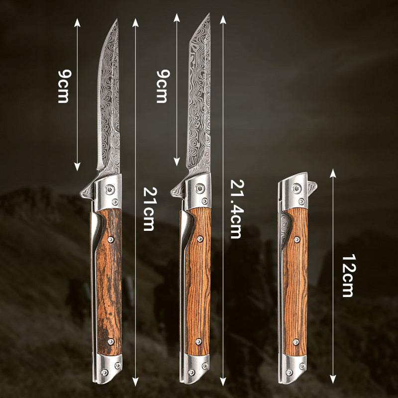 🔥 Big Sale 50% OFF🔥🗡️Folding Knife with Wooden Handle for Work, Hiking & Camping ⛺ Buy 1, Get 1 Free