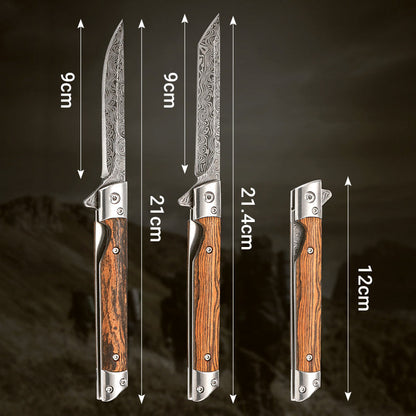 🔥 Big Sale 50% OFF🔥🗡️Folding Knife with Wooden Handle for Work, Hiking & Camping ⛺ Buy 1, Get 1 Free