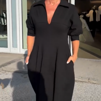 Vestido midi con escote en V y solapa de Spring Specials