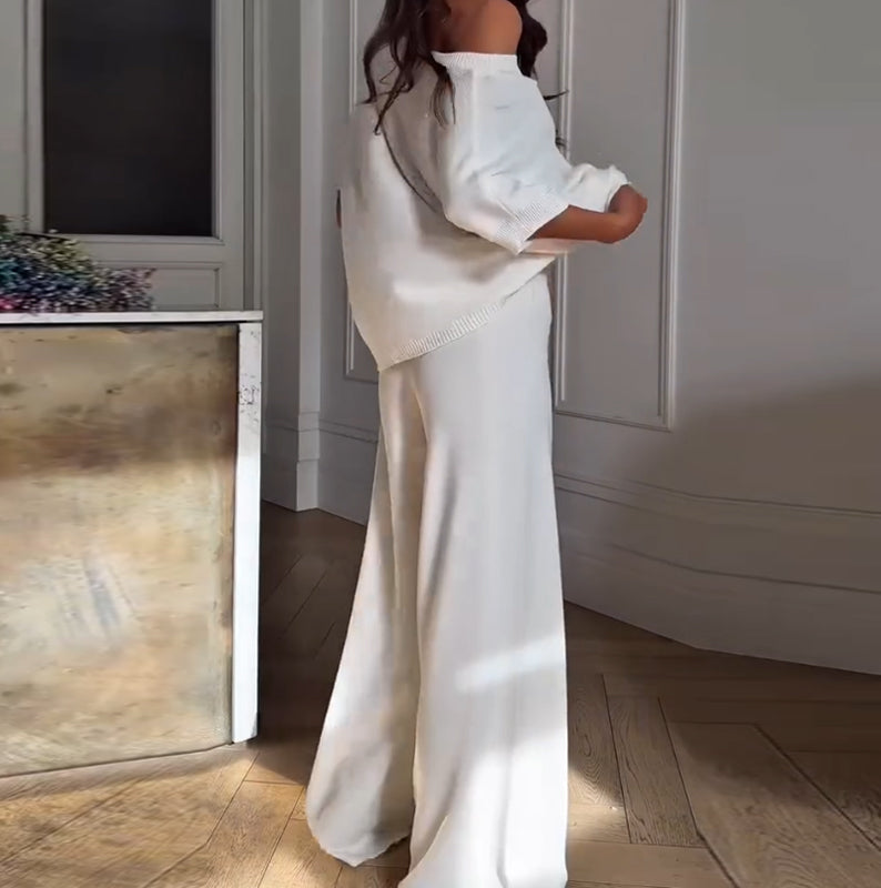 🔥Novedades de verano🔥Conjunto casual de dos piezas para mujer: top y pantalón de un solo hombro