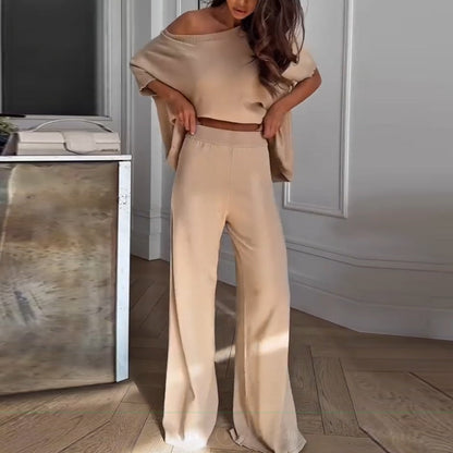 🔥Novedades de verano🔥Conjunto casual de dos piezas para mujer: top y pantalón de un solo hombro